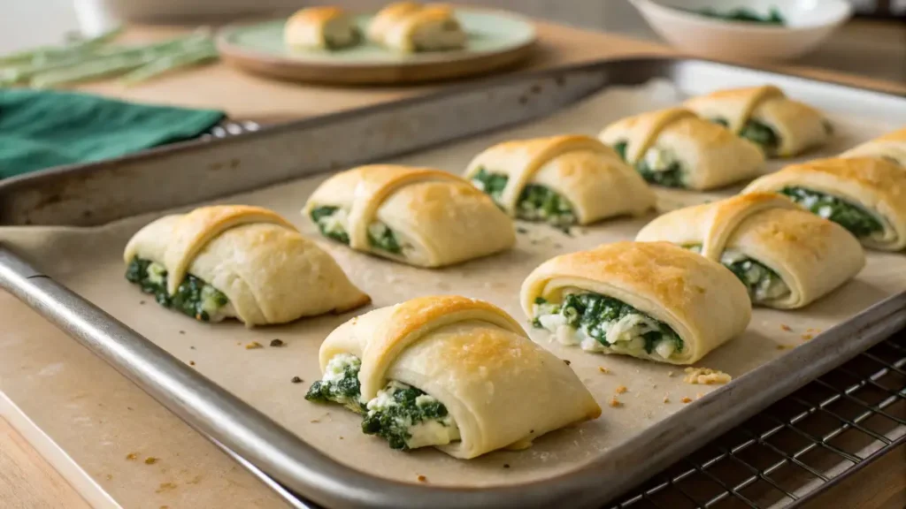 Spinach and feta stuffed crescent rolls