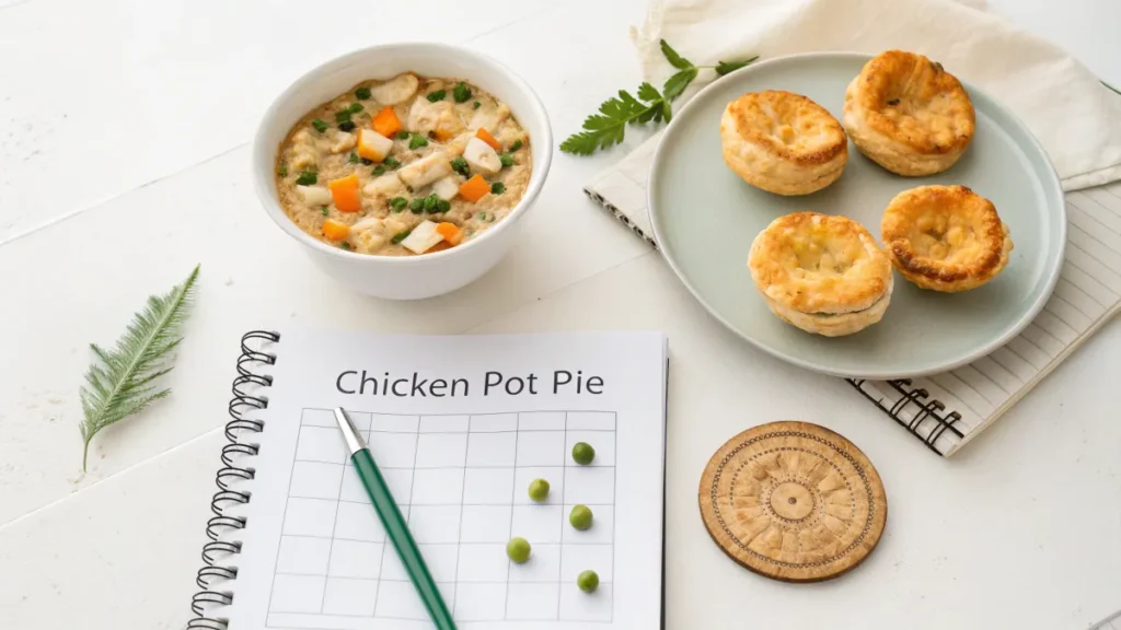 Nutritional breakdown of chicken pot pie in popovers