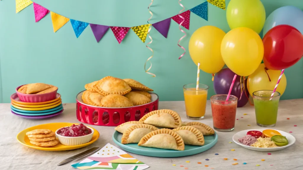 Plate of empanadas served with guasacaca and ají dulce sauces.