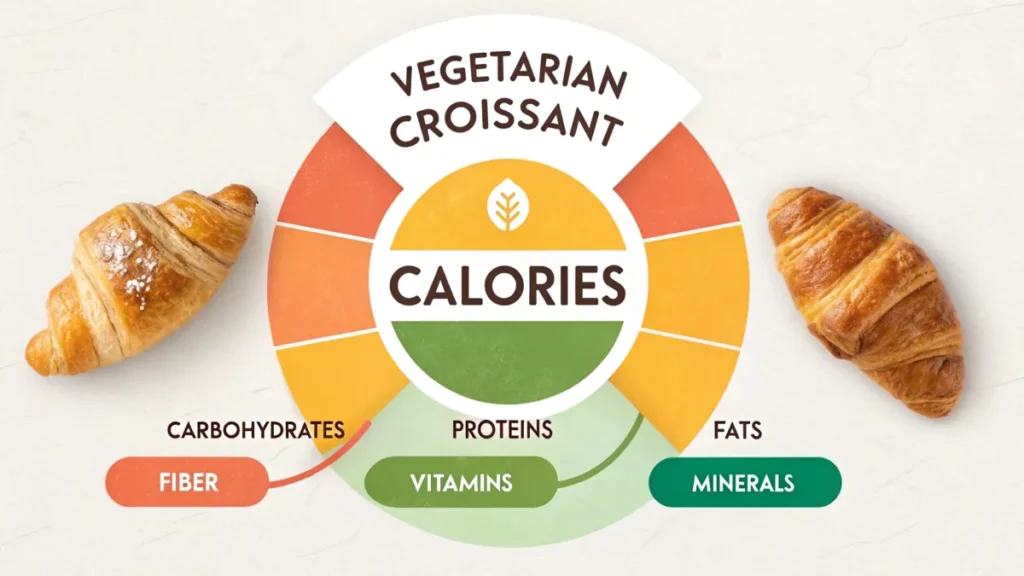 Nutritional breakdown and key nutrients of vegetarian croissants.