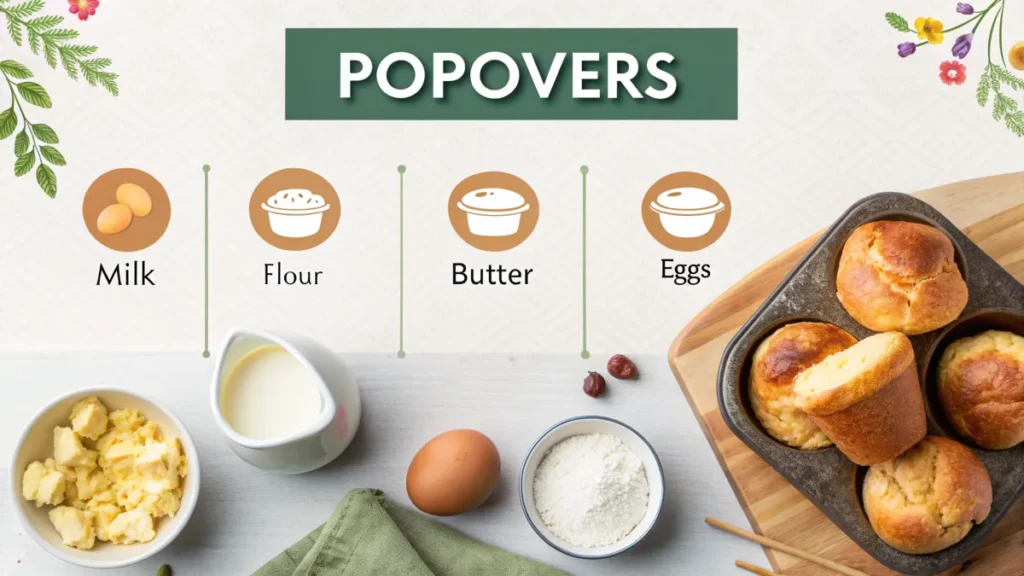 Infographic showing ingredient substitutions for popovers.