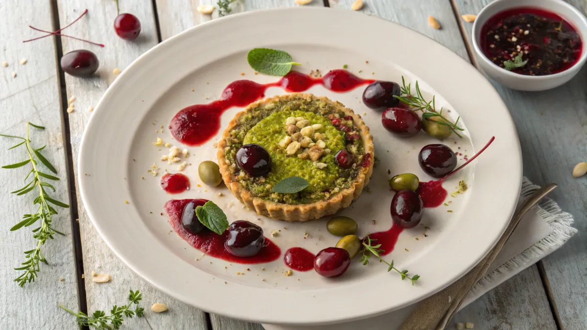 sour cherry pistachio and briny flavors