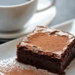 A sliced sourdough brownie with a gooey chocolate center
