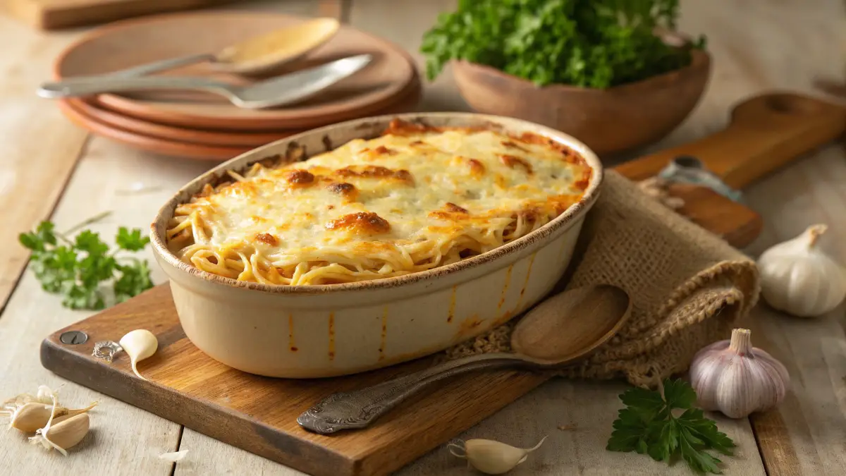 Baked Cream Cheese Spaghetti Casserole