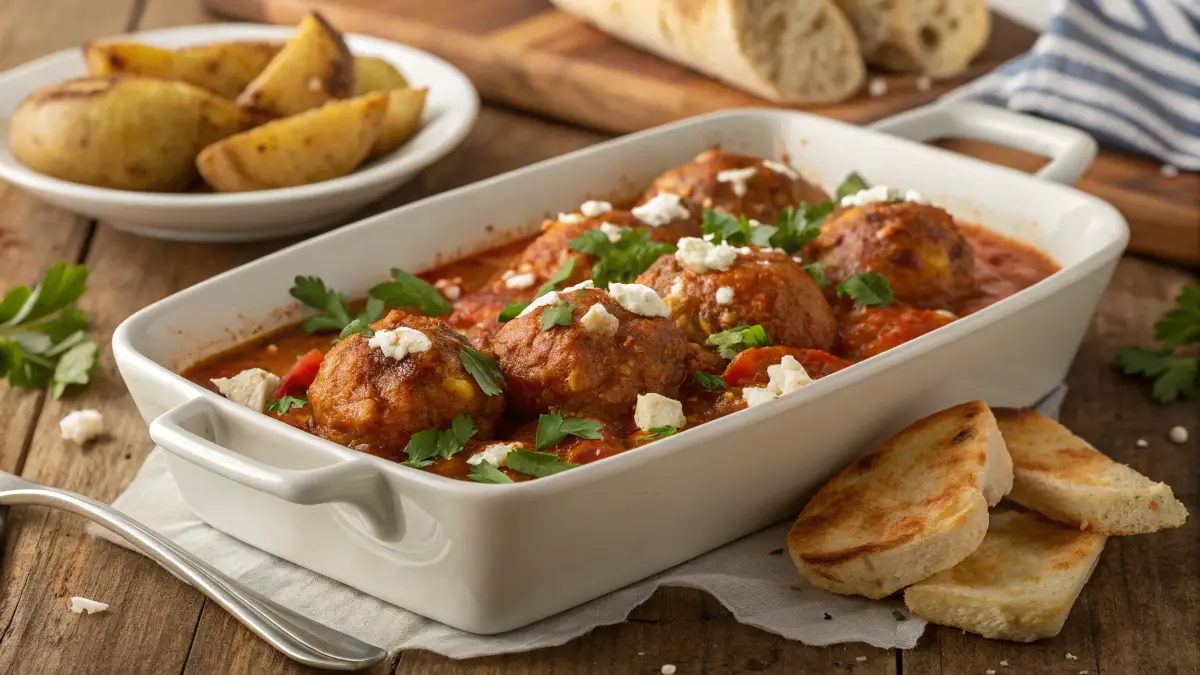 mouthwatering Greek baked meatballs